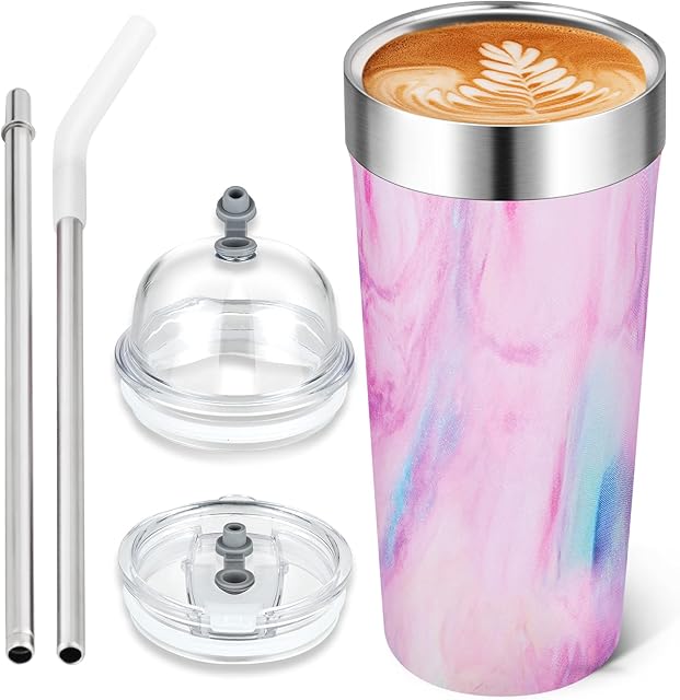 Novagear Travel Mug or Coffee Mug, Reusable Coffee Cup Double Wall Vacuum Insulated Stainless Steel, Travel Tumbler Coffee Mugs (500ml, Iridescent) (21NC)