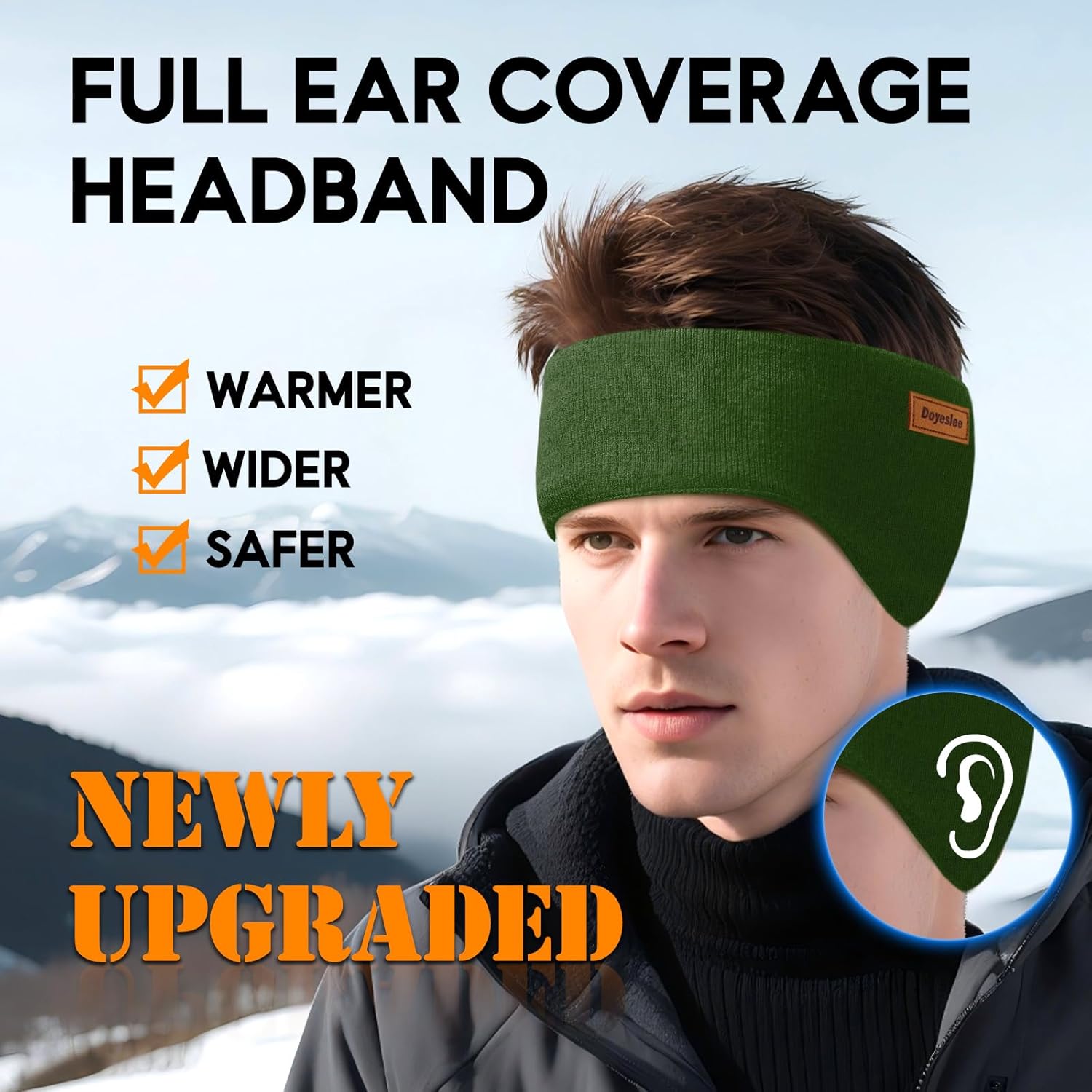 Fleece Ear Warmer Headband for Men Women, Winter Running Headband Ear Covers for Cold Weather Ear Muffs for Jogging Skiing Hiking Cycling - Image 2