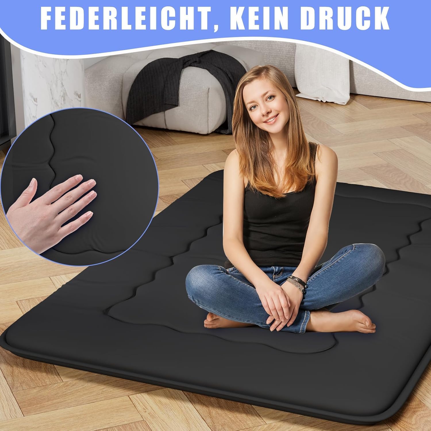 Kiseely Materasso futon, materasso da pavimento giapponese, Materasso futon pieghevole portatile, Materassino per portatile pieghevole con tappetino Tatami con borsa e cinghia