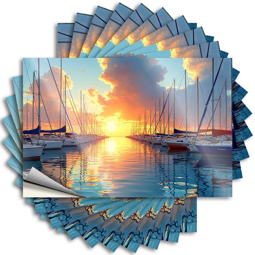Tattoos - Book Helmet Sailing Serenity: A Sunset At The Marina for Items Patio Decorations(8X12CM)