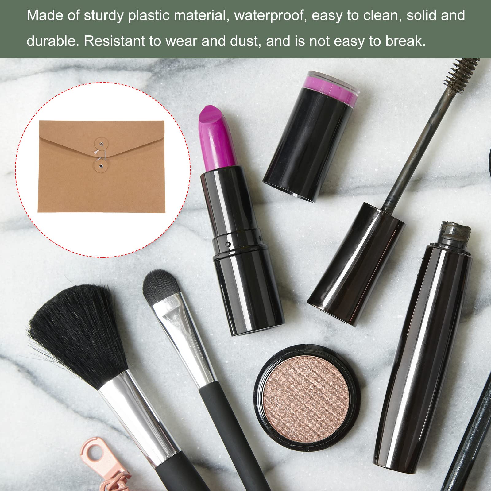 10-Pack Kraft Brown String Envelope File Folders - 6.7 X 11.5 Inch Document Organizer Pockets