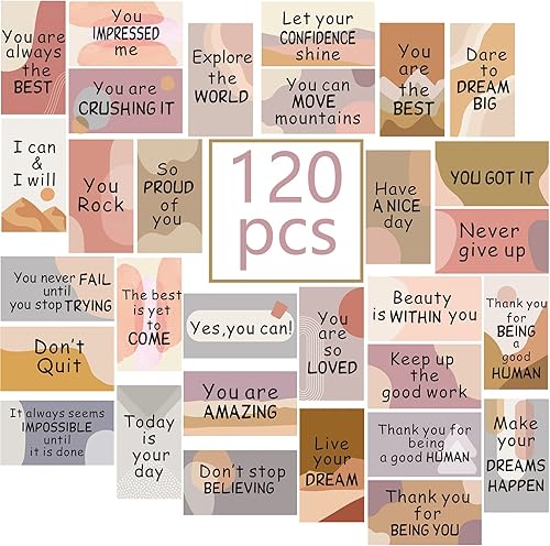 Outus 120 tarjetas motivacionales con citas de motivación, tarjetas de visita inspiradoras de agradecimiento, gratitud, tarjetas de visita de