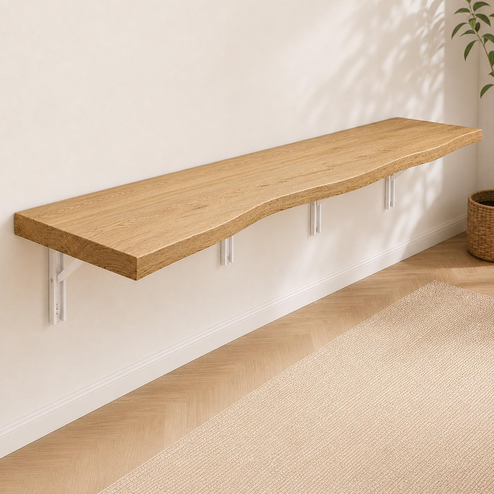Scrivania pieghevole da parete in legno massello, postazione di lavoro salvaspazio regolabile in altezza per casa e ufficio, design compatto, facile installazione, perfetta per piccoli spazi