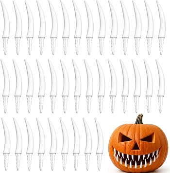 36-Piece Halloween Pumpkin Teeth for Jack-o-Lantern Carving, White
