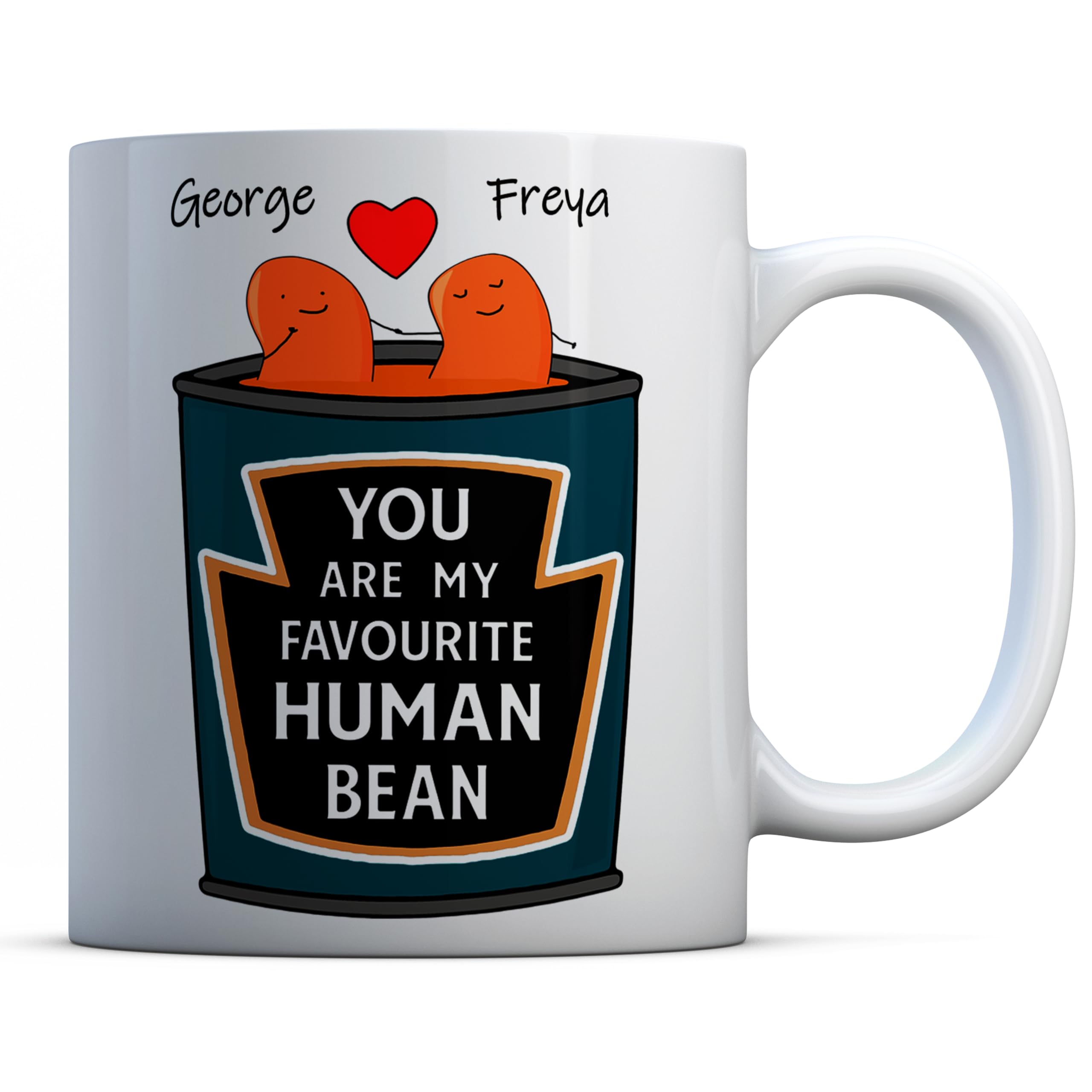 My Favourite Human Bean Personalised Mug, Customised Mug with Name Initials, Ceramic Coffee Personalised Cup, Custom Couples Gift for Boyfriend Girlfriend Husband Wife