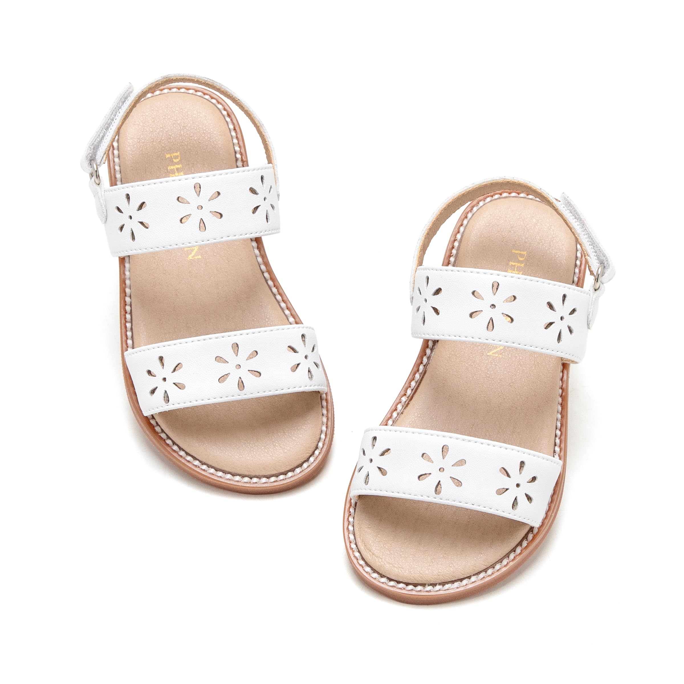 PHIRAMIN Toddler Girl Sandals - Flower Girl Dress Shoes Open Toe Little Kid Summer Flats