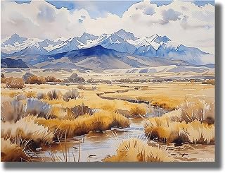 IZTAWEY Mexico Wall Art Sandia Mountains Wall Art Watercolor Mountain Painting Sunset Albuquerque New Mexico Canvas Art Posters for Room Aesthetic and Picture Living Room Decor 12x16inch Frameless