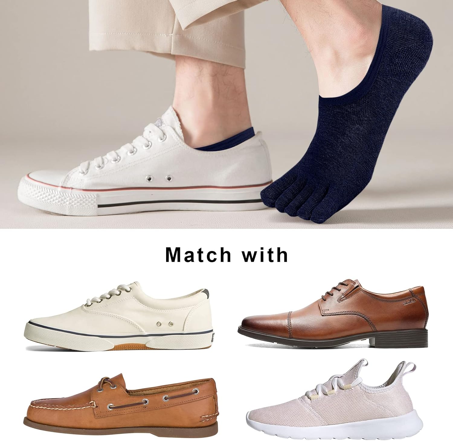 ZAKASA No-Show Toe Socks Men: Five Finger Socks Invisible Liner Low Cut for Running Loafers Athletic Shoes - Image 7