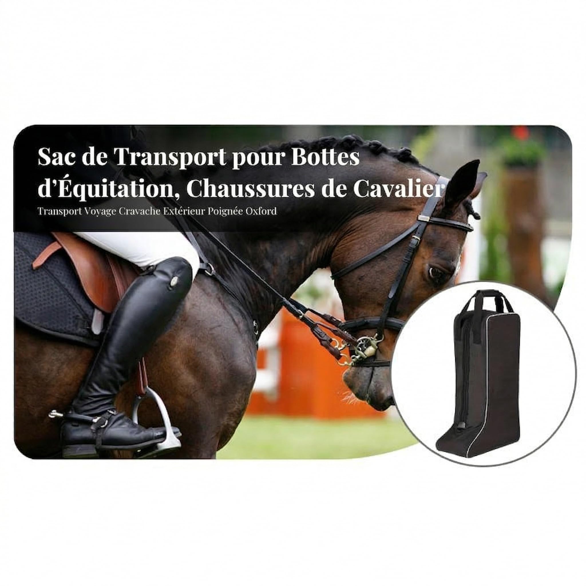 LOVIVER Sac à Bottes Hautes d'Équitation, Housse de Rangement pour Bottes de Cheval, Sac de Transport en Oxford, avec Poignée, pour Compétition Randonnée Sports Accueil Pack