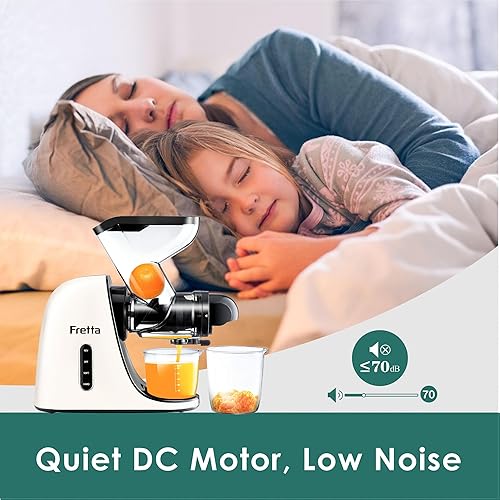 Miniatura 5 de Fretta Exprimidor de prensa en frío, exprimidor lento masticador, máquina de jugo de frutas y verduras, exprimidor prensado, sin BPA, motor
