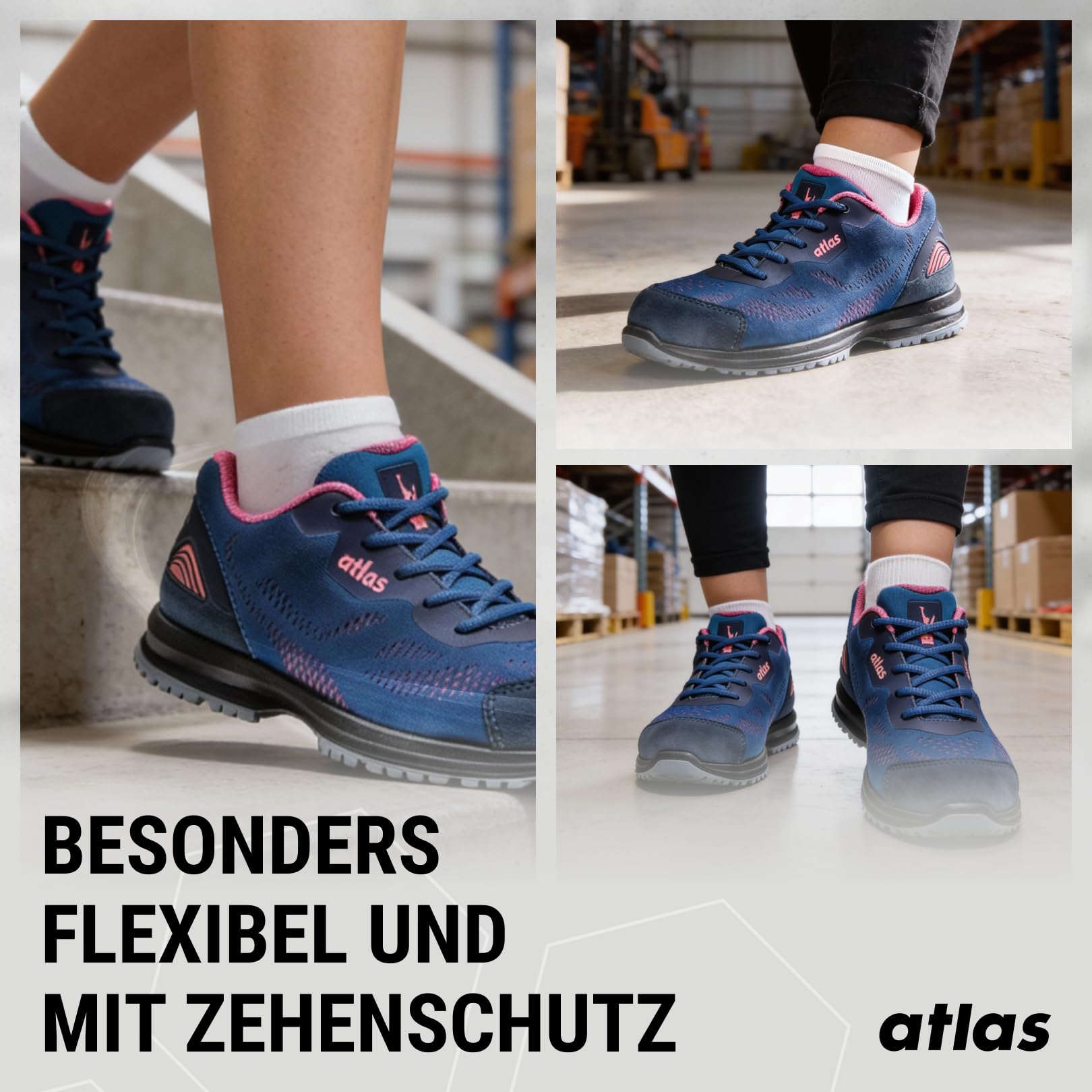 Atlas GX 100 ESD S1 Sicherheitsschuhe, Arbeitsschuhe Damen mit Stahlkappe, rutschfest, atmungsaktiv, dämpfend