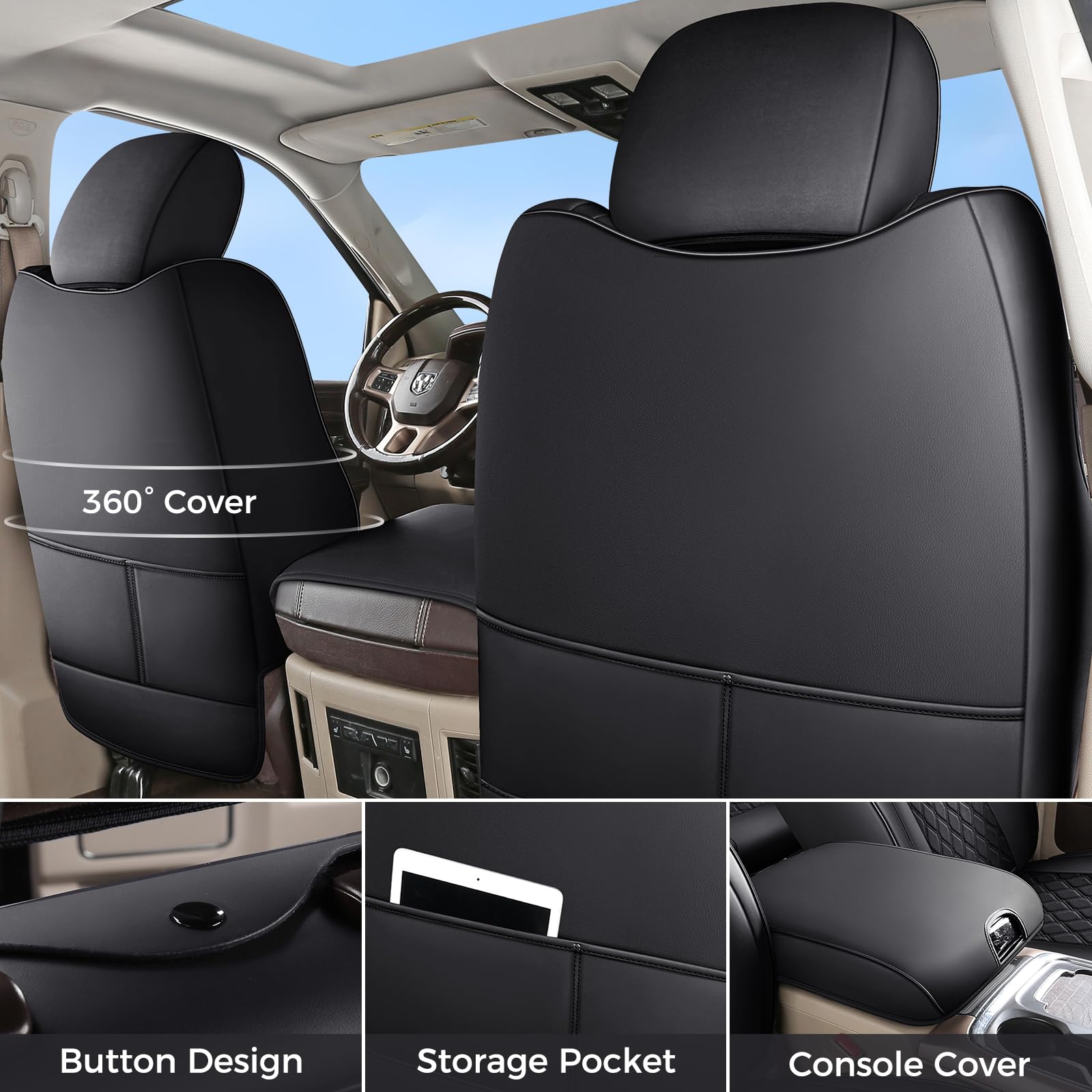 Snapklik.com : Huidasource Ram Seat Covers Full Set, Ram 1500 Truck ...