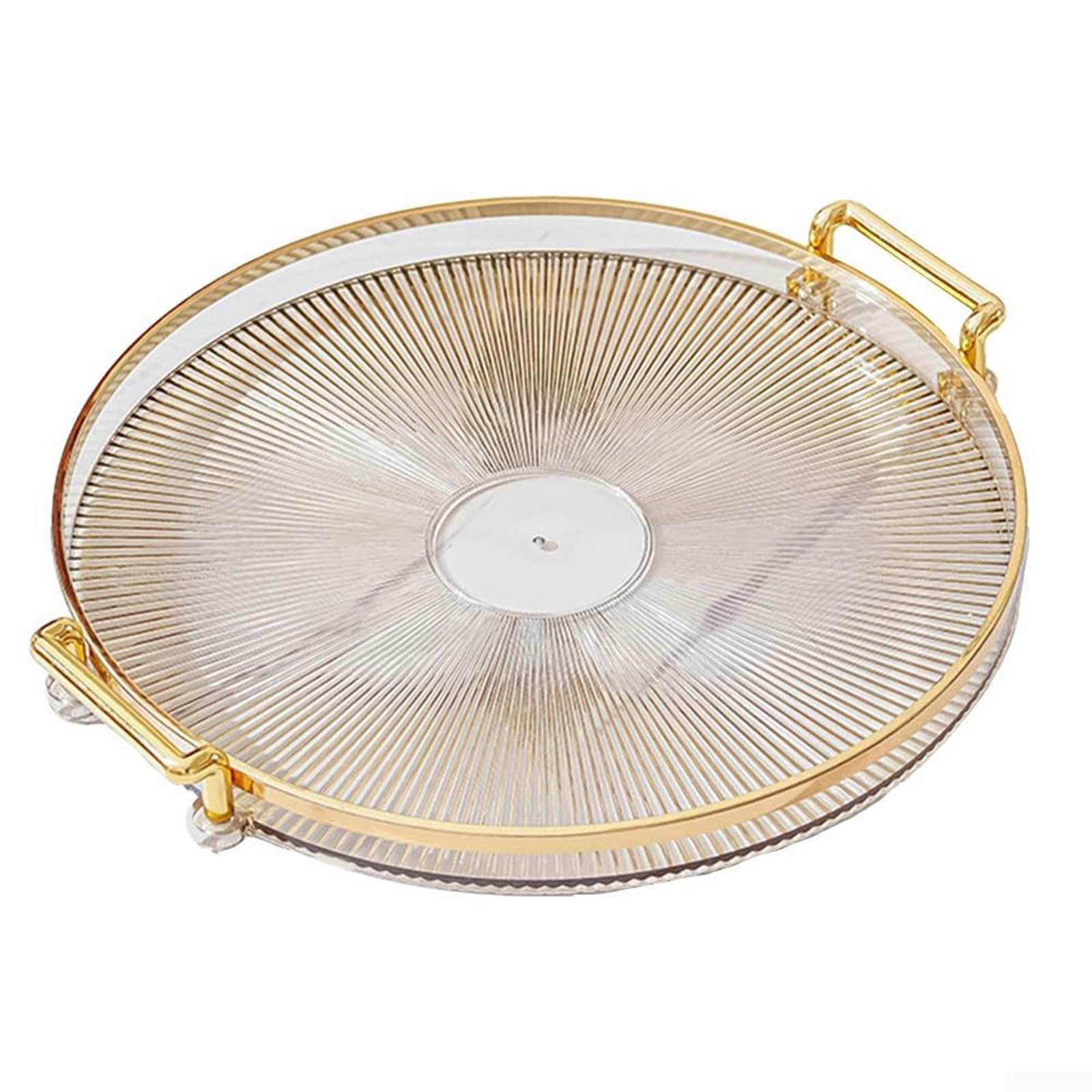 Buxuaaaa Serving Tray with Comfortable Handle Round Plate for Displaying Perfumes Flowers or Party Drinks Home Decoration Vanity Tray