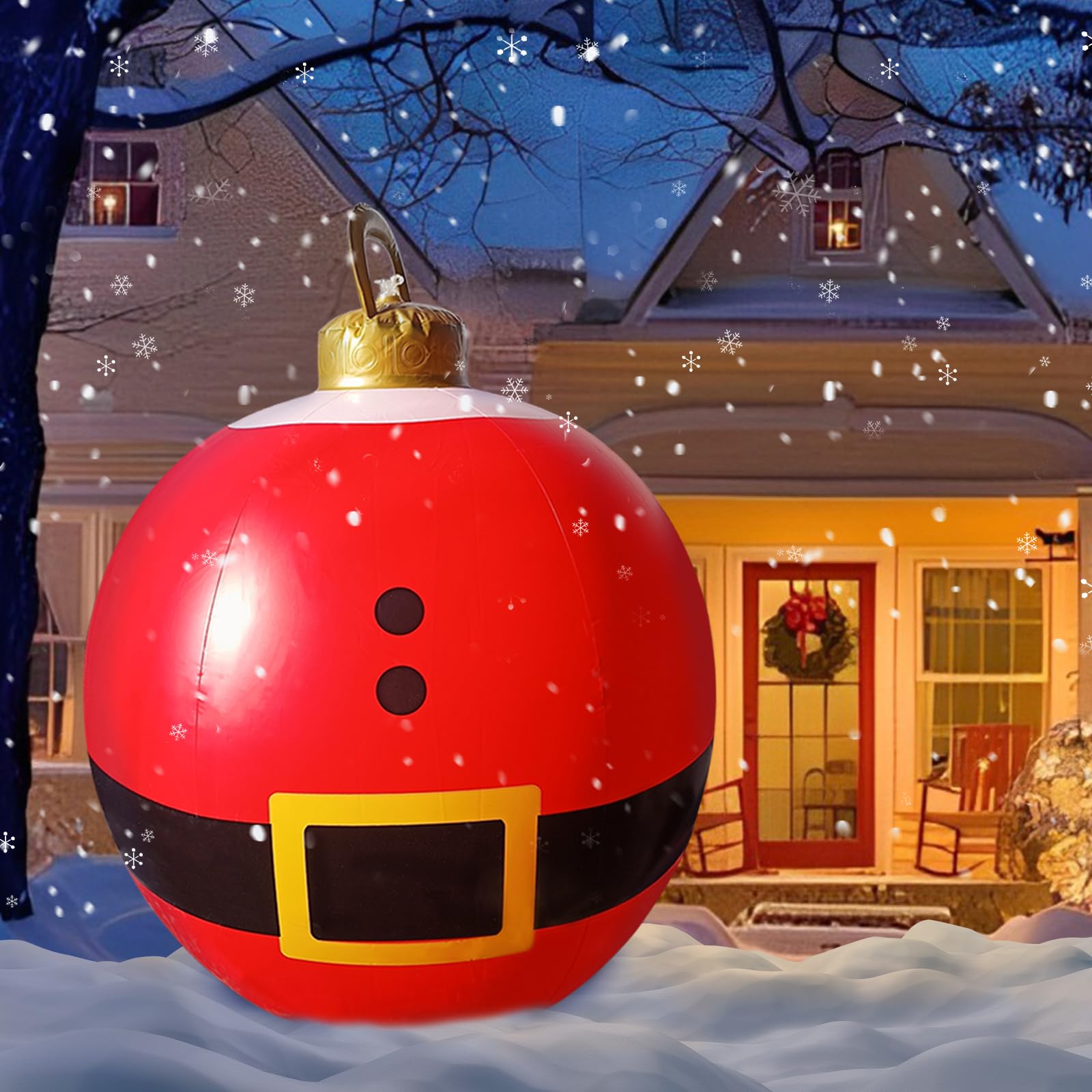Mannicix Bola de Navidad Inflable de Gran, Bolas Inflables de Navidad de PVC de 23,6 Pulgadas, Navidad Decoracion Jardin Exterior, Bola Inflable Navideños de Jardín para el Día de la Hogar (C)