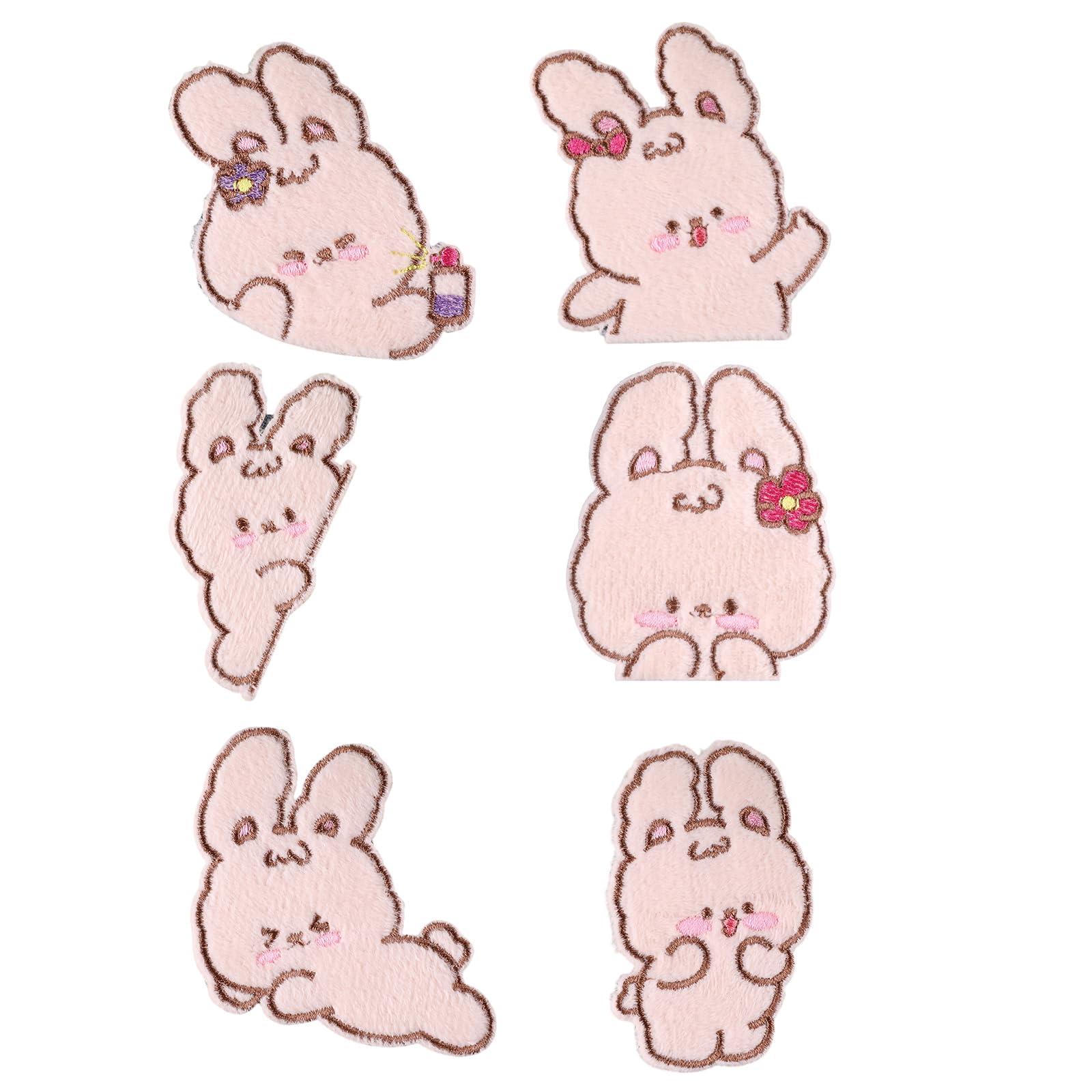 Jazuaiao 6 Pcs Lovely Animal Repair Patches Iron on Embroidered Patches Cartoon Rabbits Sew on Decorative Appliques for Clothes