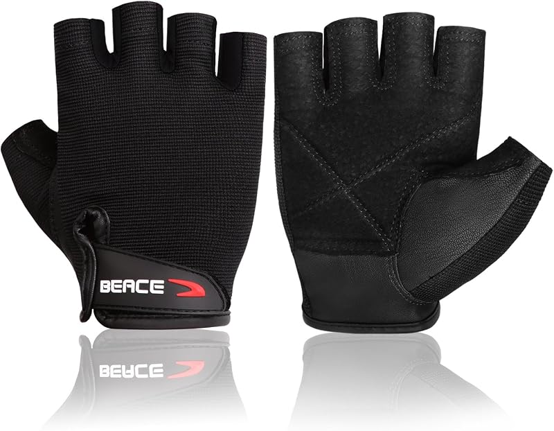 Guantes de gimnasio para levantamiento de pesas con palma de cuero antideslizante para entrenamiento, ejercicio, entrenamiento físico y culturismo para hombres y mujeres