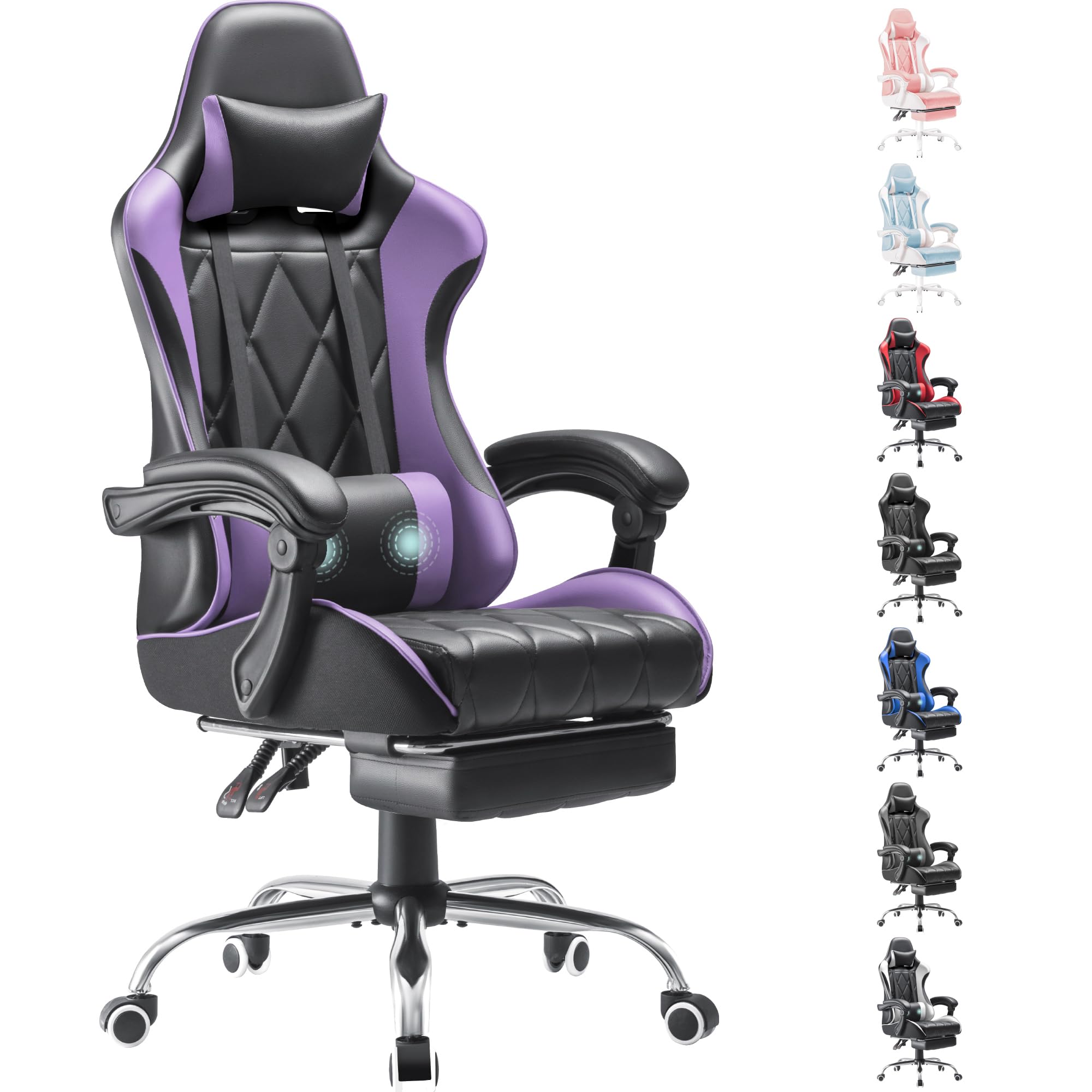Homall Gaming Chair, Computer Chair with Footrest and Massage Lumbar Support, Ergonomic High Back Video Game Chair with Swivel Seat and Headrest (
