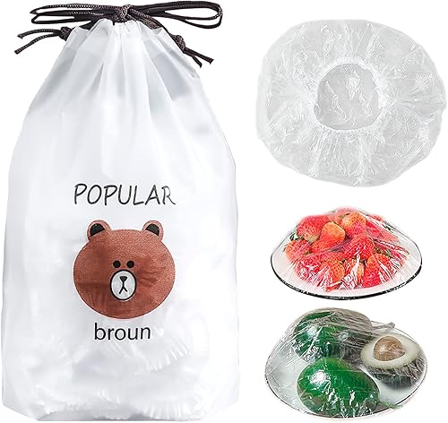 ACSENCE Bolsas de almacenamiento fresco, cubiertas elásticas de plástico ajustables para alimentos, tapas de sellado reutilizables, fundas