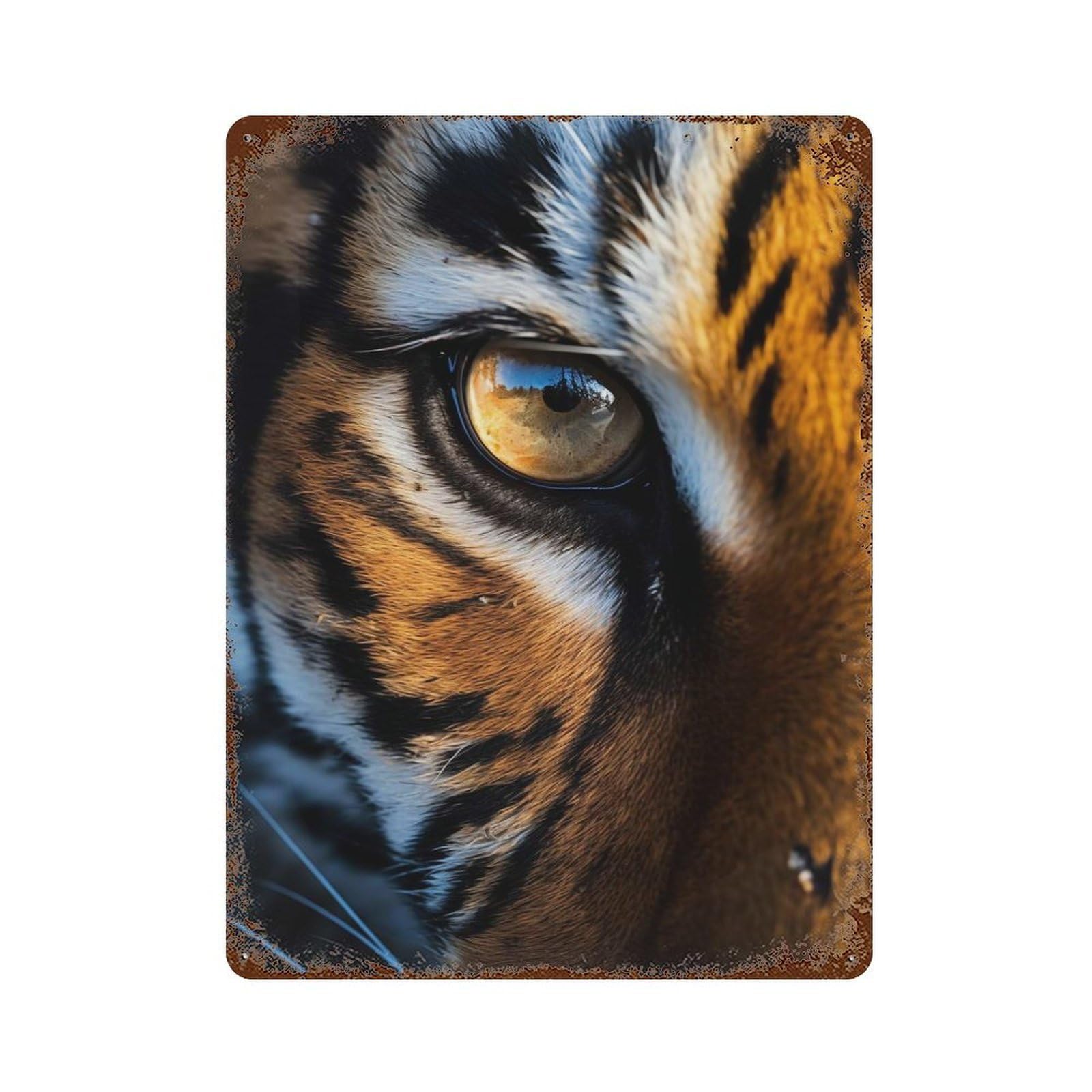 Eye Of The Tiger 15.7"x11.8" Rustic Tin Plaque, Novelty Wall Decor for Living Room, Hallway And Home Decor