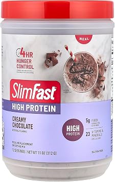 SlimFast Advanced Nutrition Creamy Chocolate Smoothie Mix Weight Loss Meal Replacement 20g protein 11.4 Oz. Canister 12 servings - Pantry Friendly