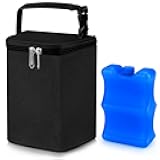 Accmor Breastmilk Cooler Bag with Ice Pack, Baby Bottle Cooler Bags, Insulated Bottle Cooler Tote Bags On The Go, Fits 4 Large 8oz Bottles, for Nursing Mom Daycare Travel, Black