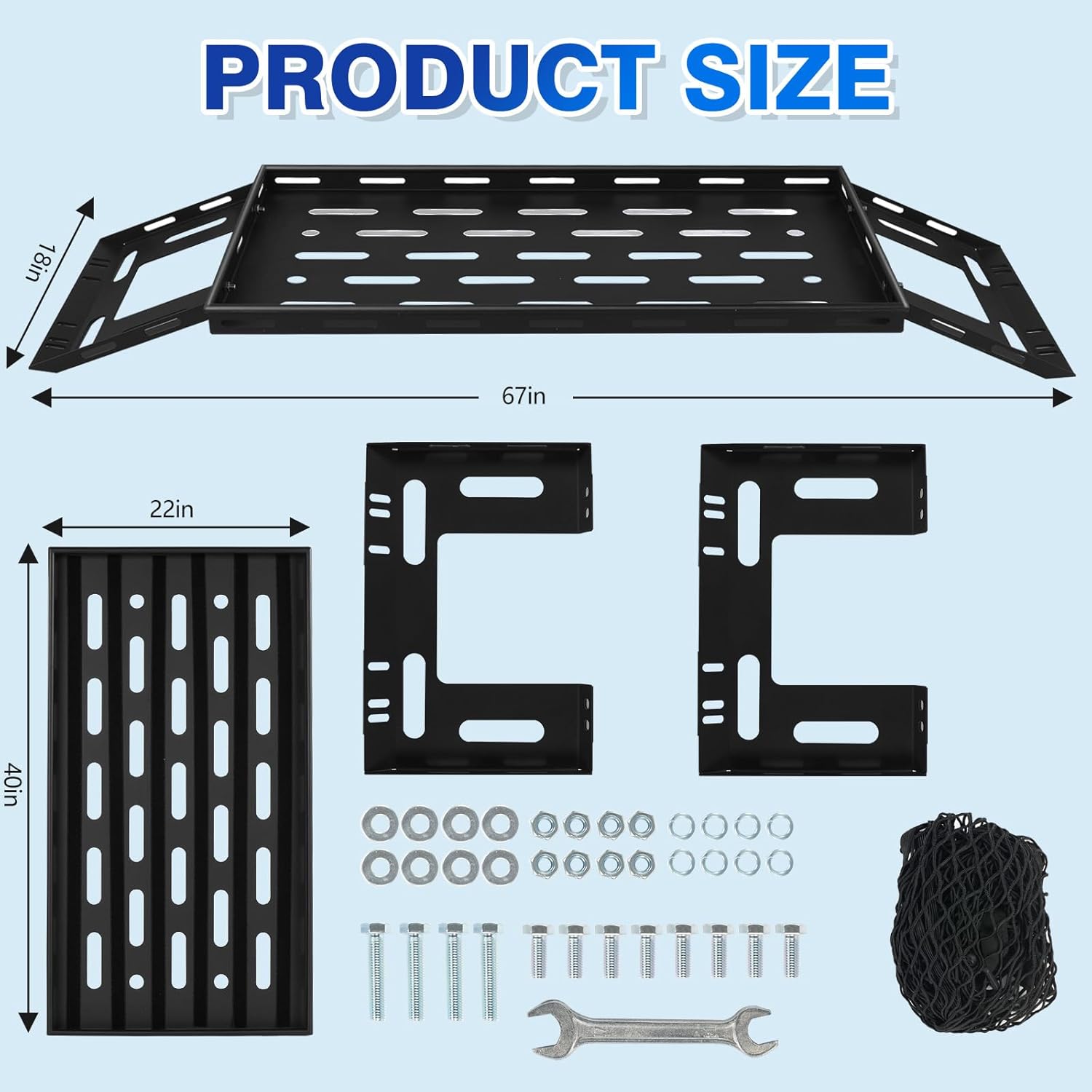 Rear Trunk Cargo Rack Basket Luggage Storage Carrier Tray for 2007-2018 Wrangler JK -Touch Power Top-Black