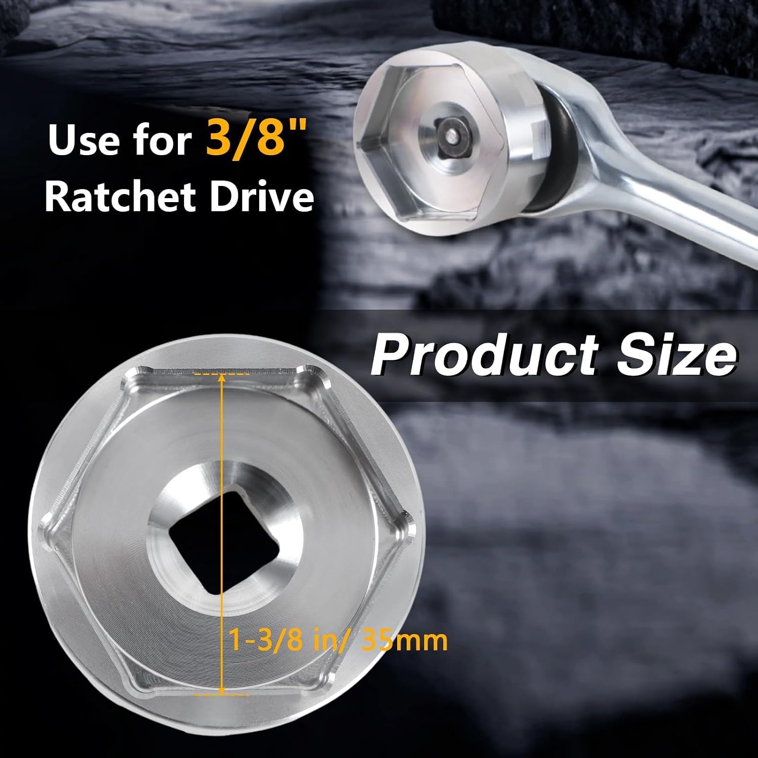 EVRBUL 1-3/8" Motorcycle Front Fork Cap Nut Socket Tool, 35mm 6 Hex Flat Socket Compatible with Harley Sportster Big Twin Motorcycle