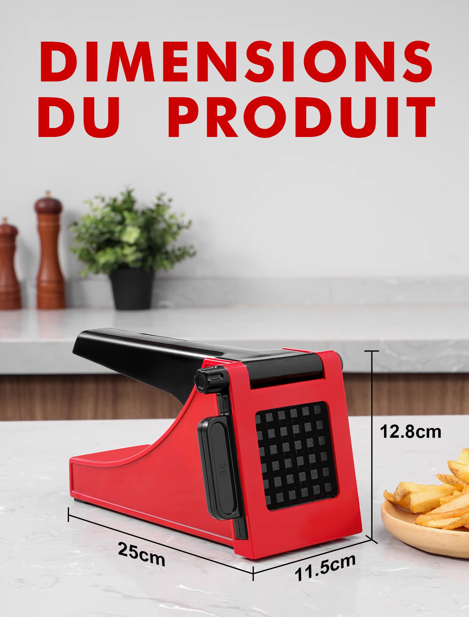 Geedel Coupe-Frites et légumes Manuel, Coupe-légumes Facile à Nettoyer pour la Cuisine, idéal pour Les légumes, Les Fruits, Les Carottes, Les concombres, etc.