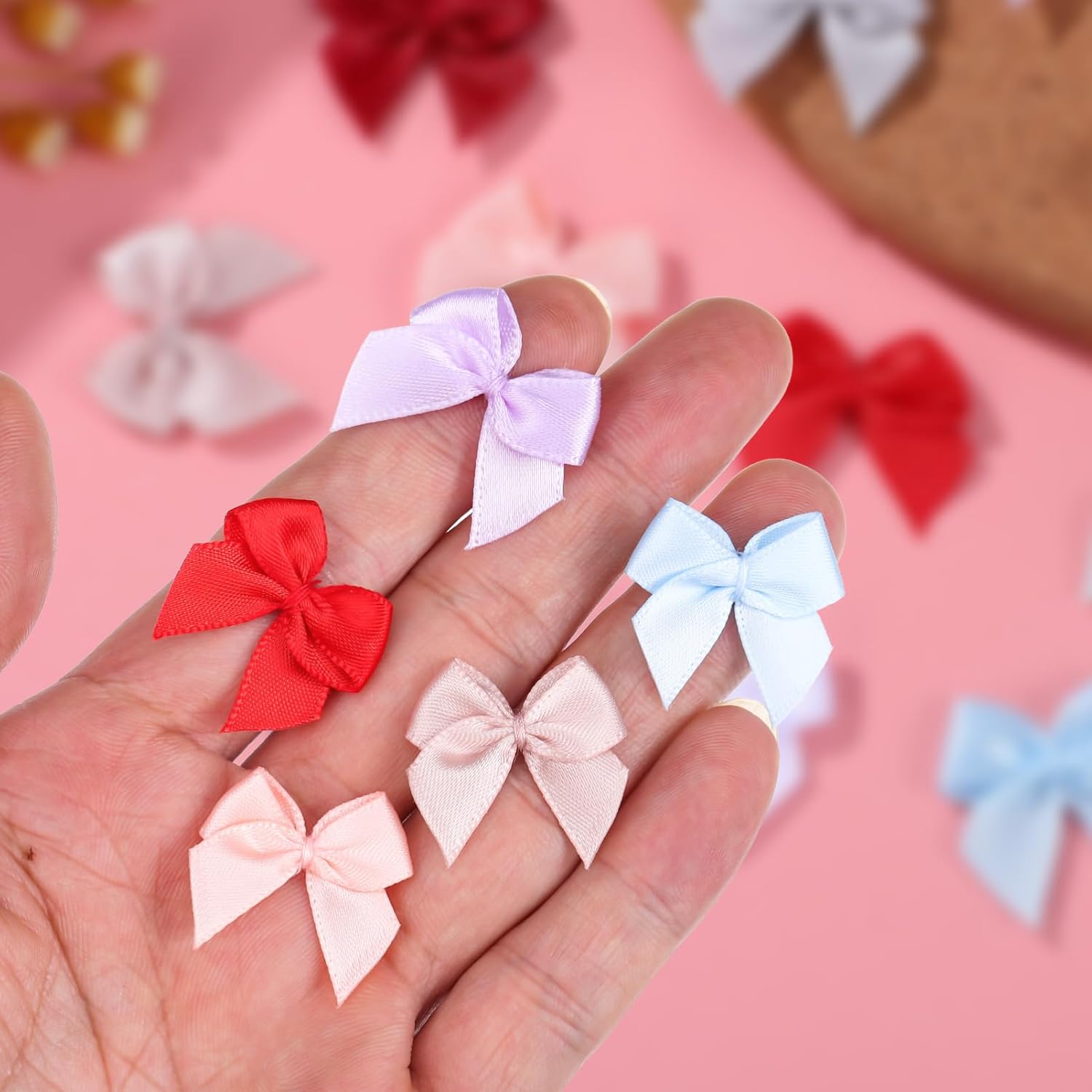 Angoily 180pcs Satin Ribbon Bow – Pre-Tied Decorative Bow for Wrapping, Wedding Decor, Party Favors, Crafts, and Floral Arrangements, Mini Craft Bows Embellishments Clothing Accessories