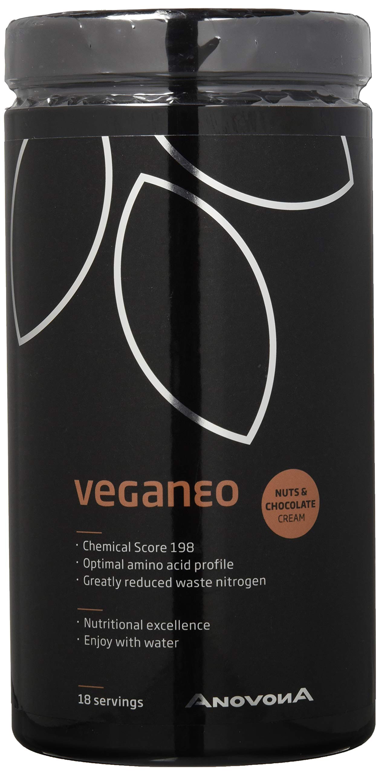 AnovonA veganeo veganes Proteinpulver Schoko Nuss - Protein Pulver mit EAAs & BCAAs | Made in Germany | Proteinpulver vegan aus Erbsen-, Reis- & Soja-Protein-Isolat | zucker- und laktosefrei | 450g