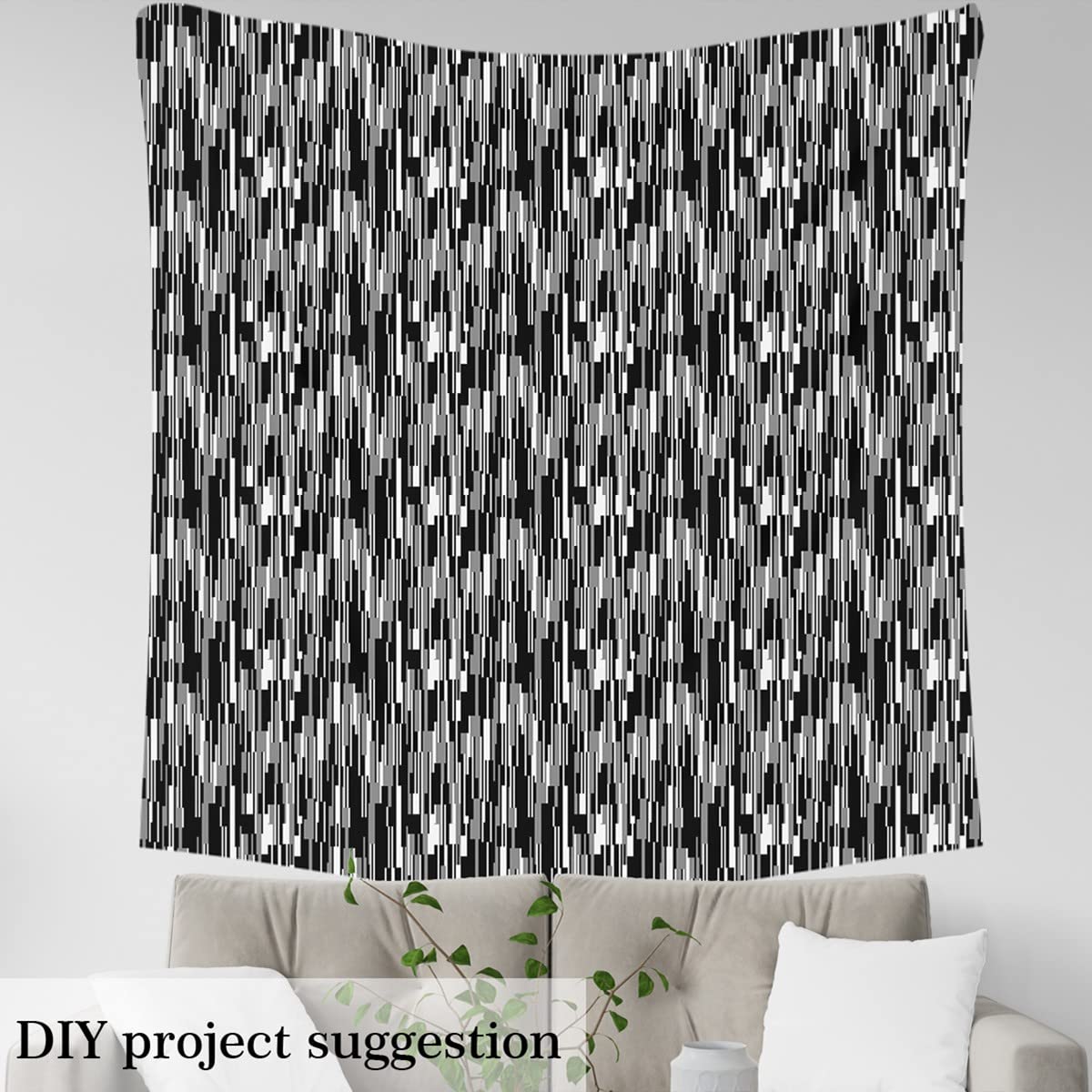 Tissus Au Metre Outdoor Noir Et Blanc,Rayures Verticales Tissu 460x150cm Chaise,Motif Géométrique Art Abstrait Tissu De Couture Ameublement De Couture Polyester