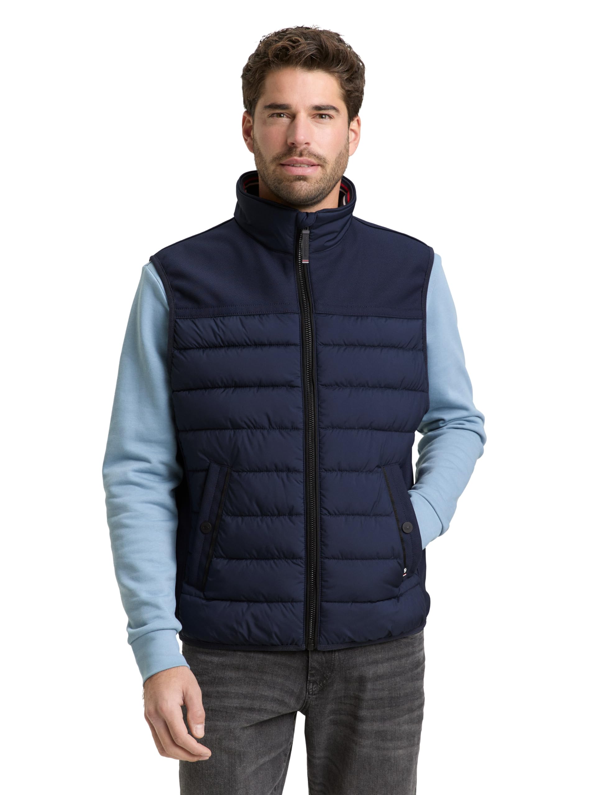 TOM TAILOR Herren Hybridweste mit Stehkragen