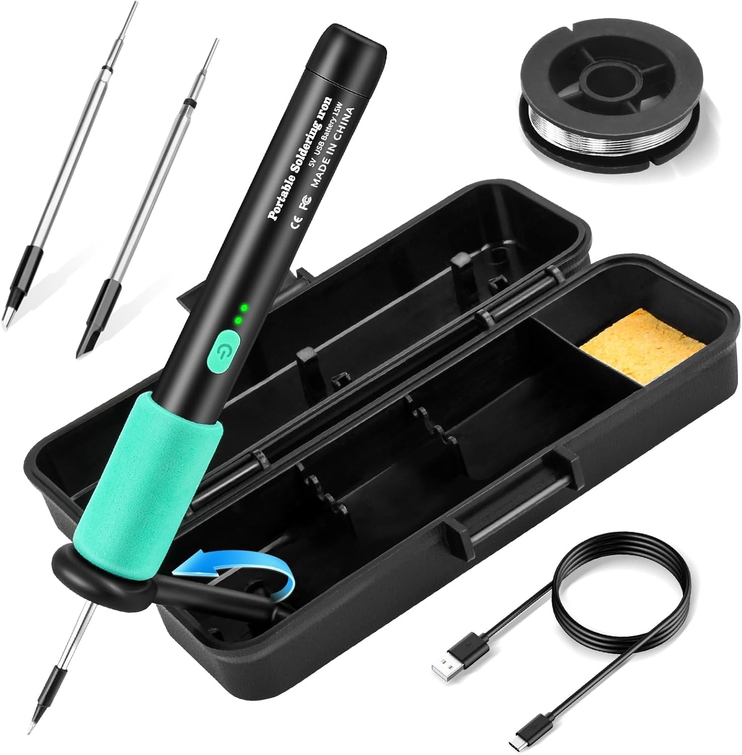 Soldering Iron Kit,USB Cordless Soldering Iron Kit,3 Adjustable Temperature,Rechargeable Portable Soldering Tool,for Small Soldering Projects, Indoor & Outdoor Repair Electronics