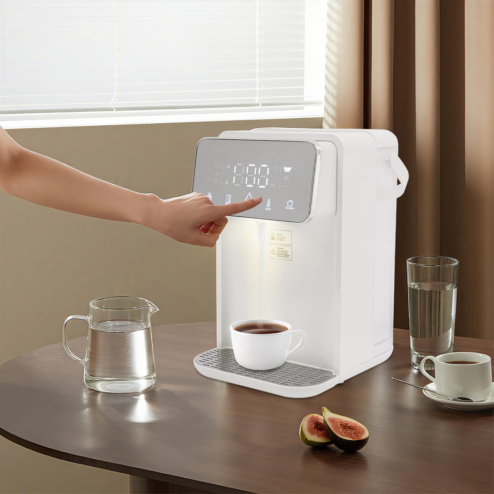 Distributore di acqua calda istantanea, 3,5 L, temperatura regolabile | Volume da 150 a 500 ml, schermo digitale, vassoio scolapiatti e serbatoio rimovibile per caffè, tè e bevande calde.