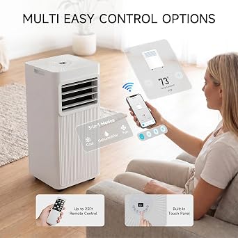 Portable Air Conditioners 16,000 BTU 5-in-1 Air Conditioner Portable Up to 850 Sq.Ft., Portable AC Unit with Cool, Fan, Dehumidifier, 24H Timer, Sleep Smart WiFi Remonte Installation Kit Included