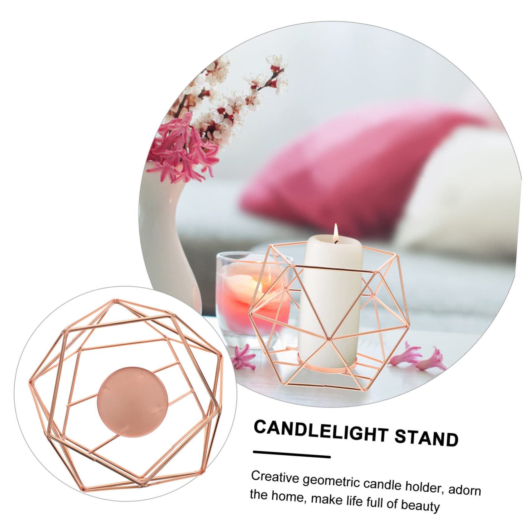 STOBAZA Candlestick Geometric Candle Stand Wedding Decorations Candles for Wedding Centerpieces Bird Cage Decor Tealight Stand Rose Gold Candle Holders Tea Lights Ornaments Bookcase Iron