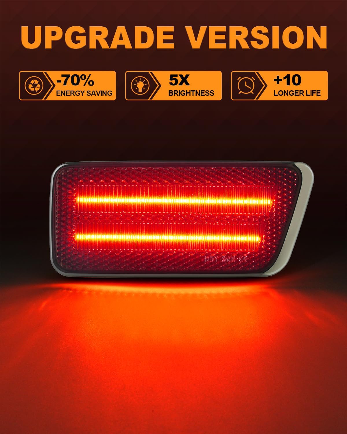 Rear LED Side Marker Lights 5X Brighter Than OEM Bulb Compatible with Ford Bronco Sport 2021-2024 Smoked Lens Plug and Play,Easy Installation