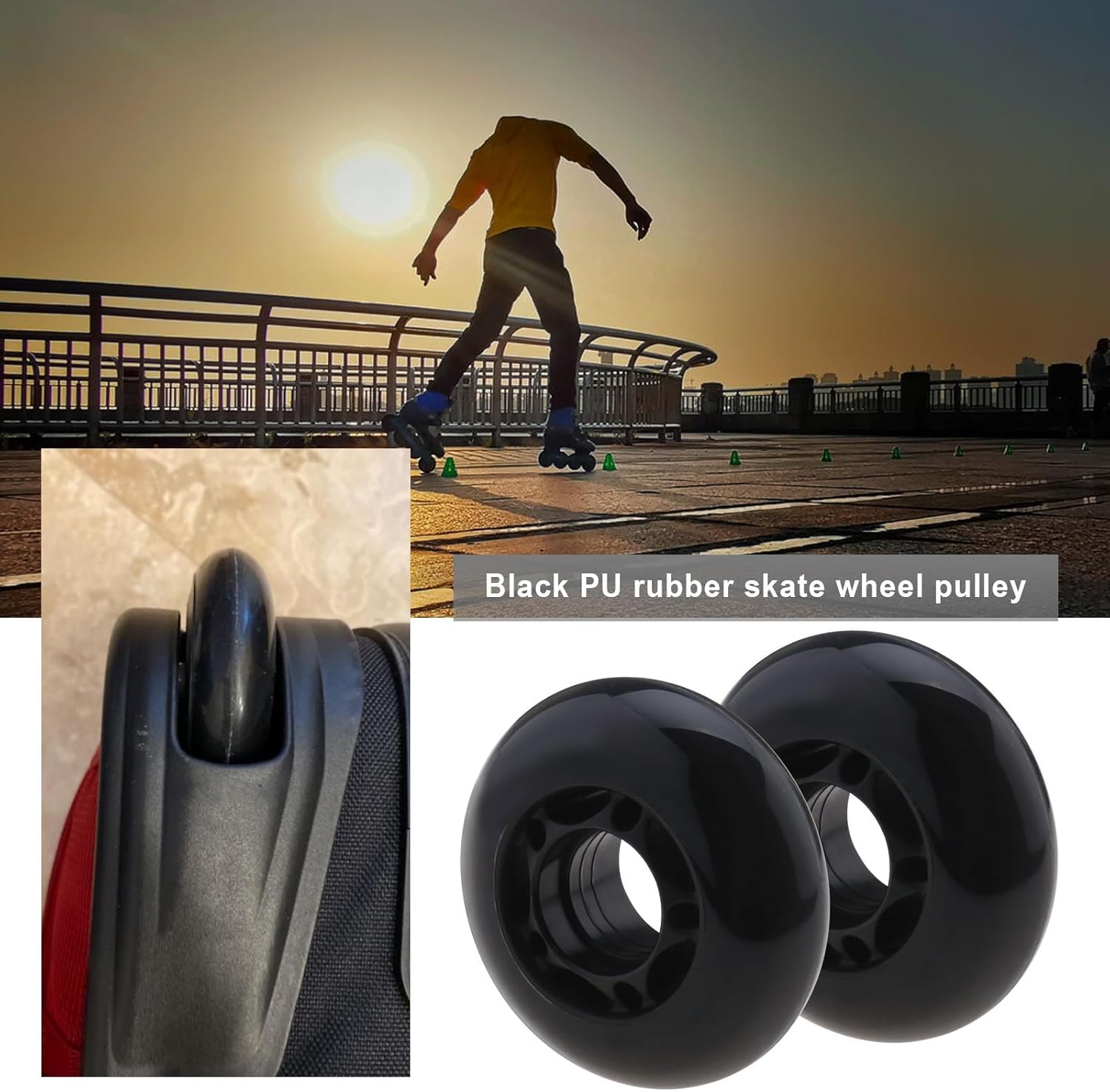 eMagTech 8PCS 64mm 82A Inline Skate Wheels with Bearings ABEC-7 Roller Skating Wheels Luggage Wheels Training Wheels for Indoor Outdoor Skating
