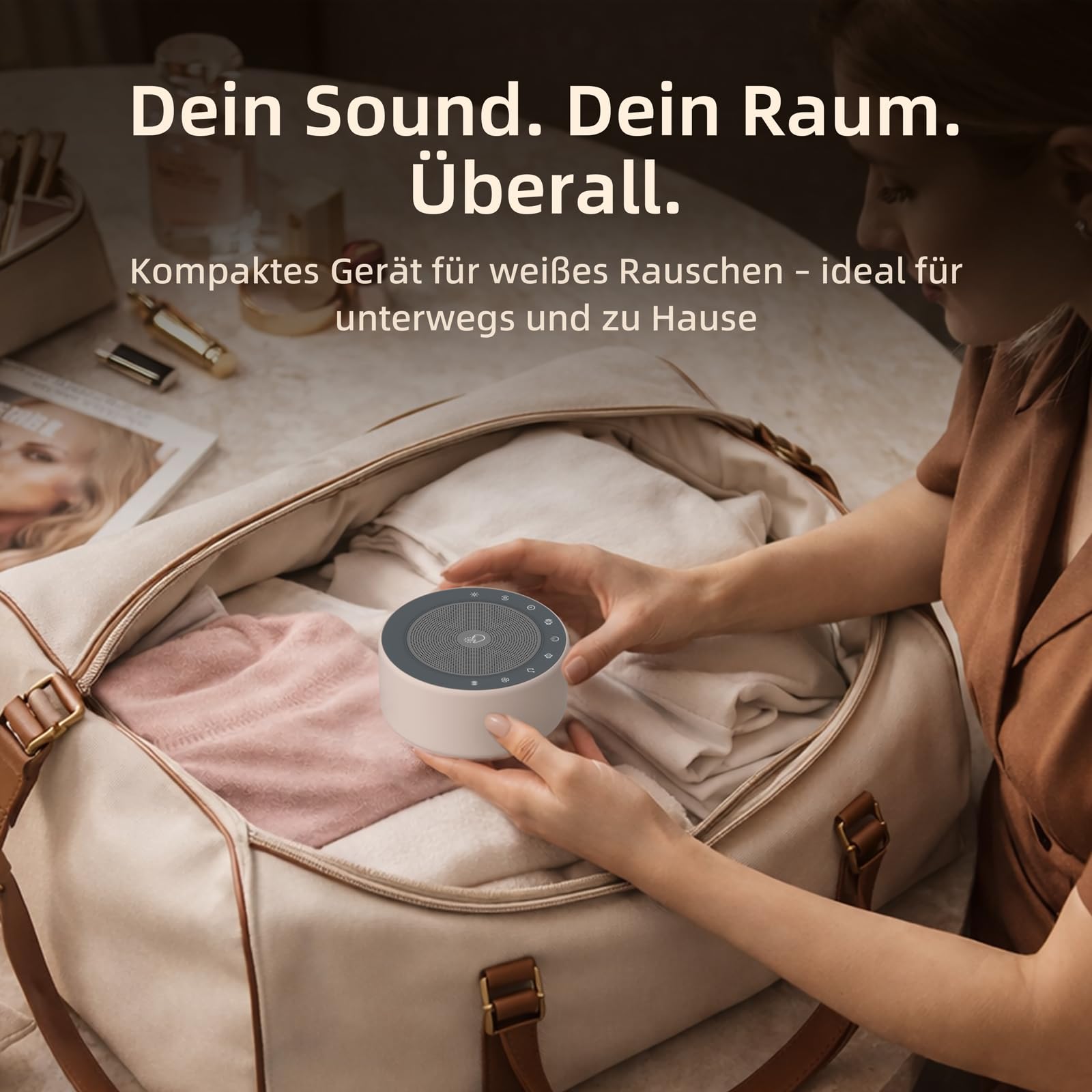KIPCUSH Weißes Rauschgerät mit 30 High-Fidelity-Soundtracks, Sound-Maschine für Babys, Erwachsene, 7 Farben Nachtlichter, Voll-Touch-Tuch Gitter und Tasten, Timer