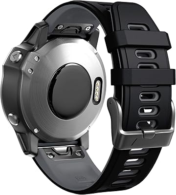 ANCOOL Compatible with Fenix 7S Band Two-Tone Soft Watch Band Replacement for Fenix 5S/Fenix 5S Plus/Fenix 6S/Fenix 7S/Fenix 6S Pro Smartwatches (Black-Grey)