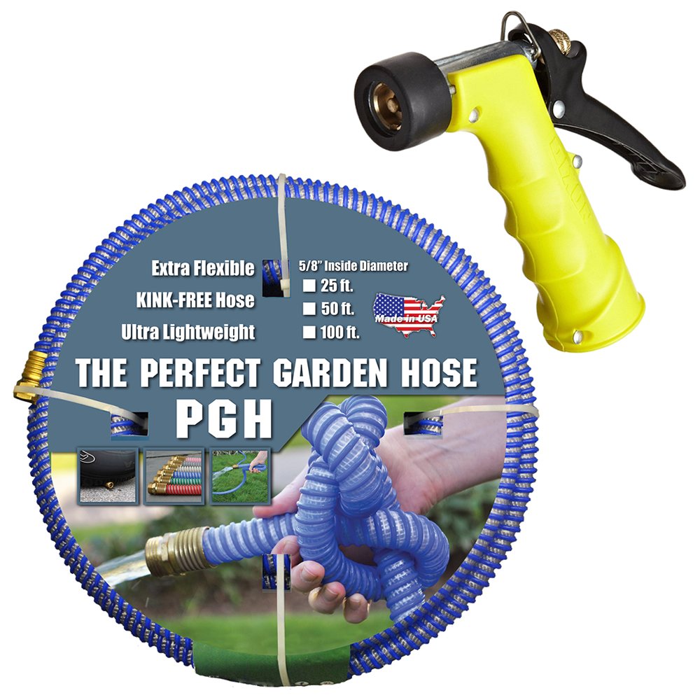 Tuff-Guard 001-0106-0600-SN75 Thermoplastic Elastomer/Polyester/Polypropylene (PP)/Brass The Perfect Garden Hose, Coupled Male x Female GHT, 5/8" x 50', Blue, GHT Thread, 50' Length, 0.63" ID