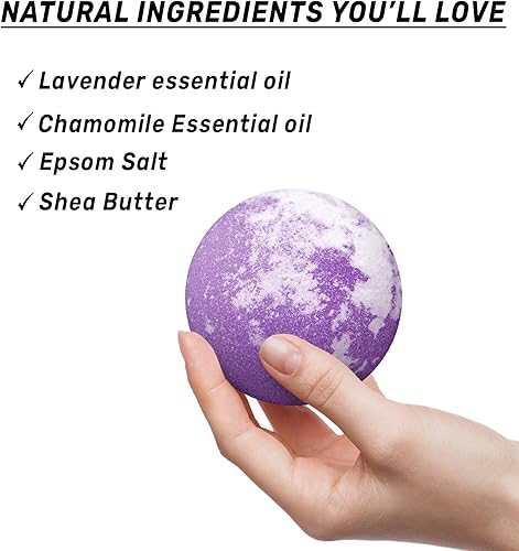 Miniatura 7 de Deep Sleep - Bombas de baño de burbujas con burbujas y manzanilla lavanda, paquete de 2, perfectas para regalar cumpleaños, Navidad o rellenos de