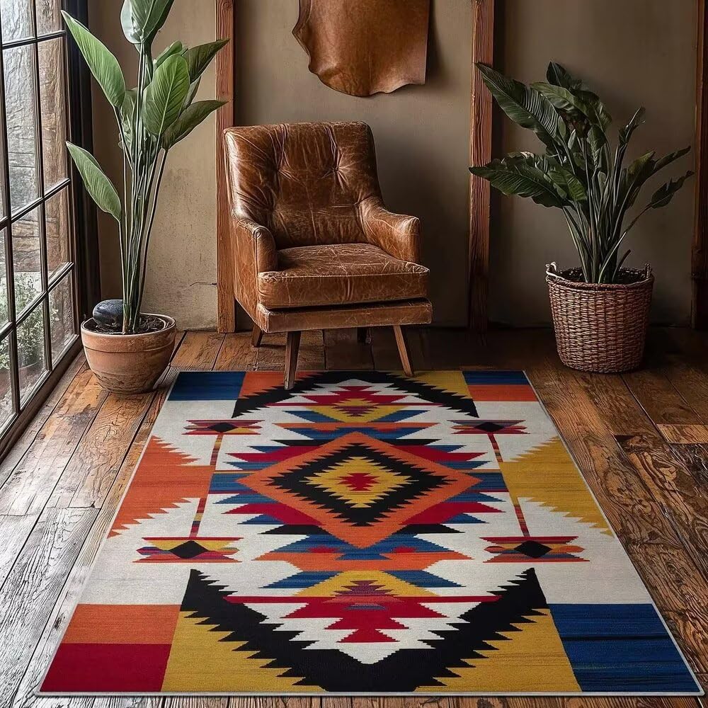 Alfombra salon 100x200cm roja geometrica moderna RUGMRZ para cocina