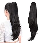 ShulaSHOP ponytail extension,24 claw clip hair extensions ponytail Long straight Hair Extension Natural Looking Synthetic Hairpiece for Women Natural Black