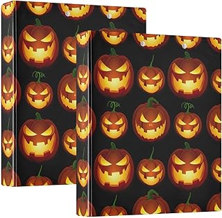 Carpeta impresa de 3 anillos de 1.5 pulgadas, carpeta de anillos en D con bolsillos, carpetas decorativas para la escuela, la universidad u oficina, calabaza de Halloween, color negro