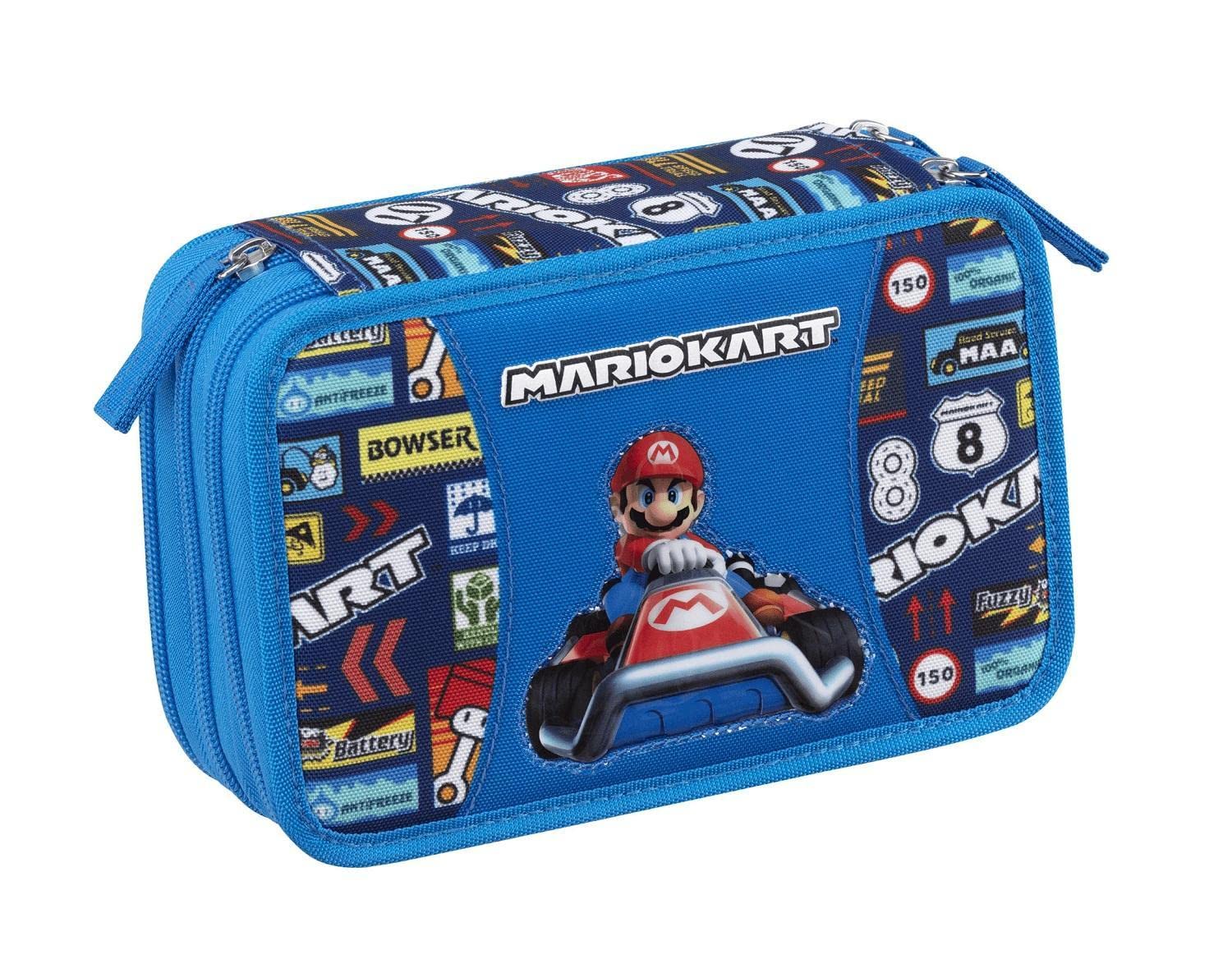 Mariokart Astuccio Corredo 3 Zip Con Penna Cancellabile