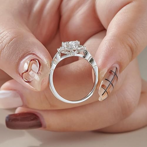 Miniatura 6 de Newshe Jewellery Anillos de boda para mujer, juego de anillos de compromiso con circonita cúbica, plata de ley 925, forma de lágrima de pera, boda,