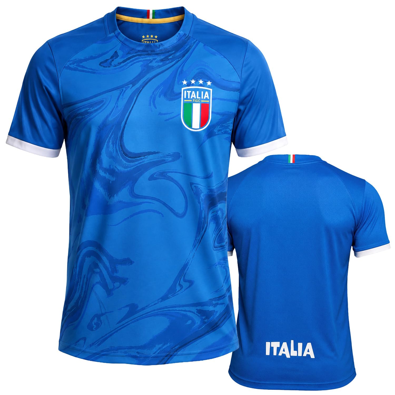 ITALIA FIGC Official Football Jersey – Tricolour – Men's Technical T-Shirt Regular Fit, blue royal, XL