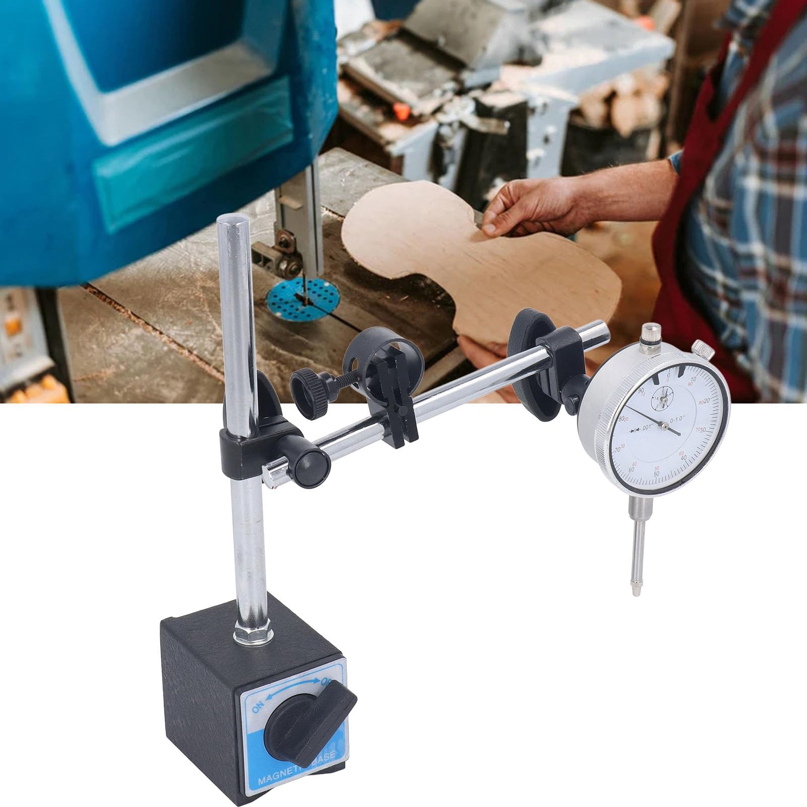 Cocoarm Messuhr mit Magnetfuß, Edelstahl-Inspektionsset, 0-1 Zoll Verstellbarer Halter, Feinausrichtung, Ein-Aus-Magnet, Drehgelenk für die Metallbearbeitungseinrichtung von Maschinisten