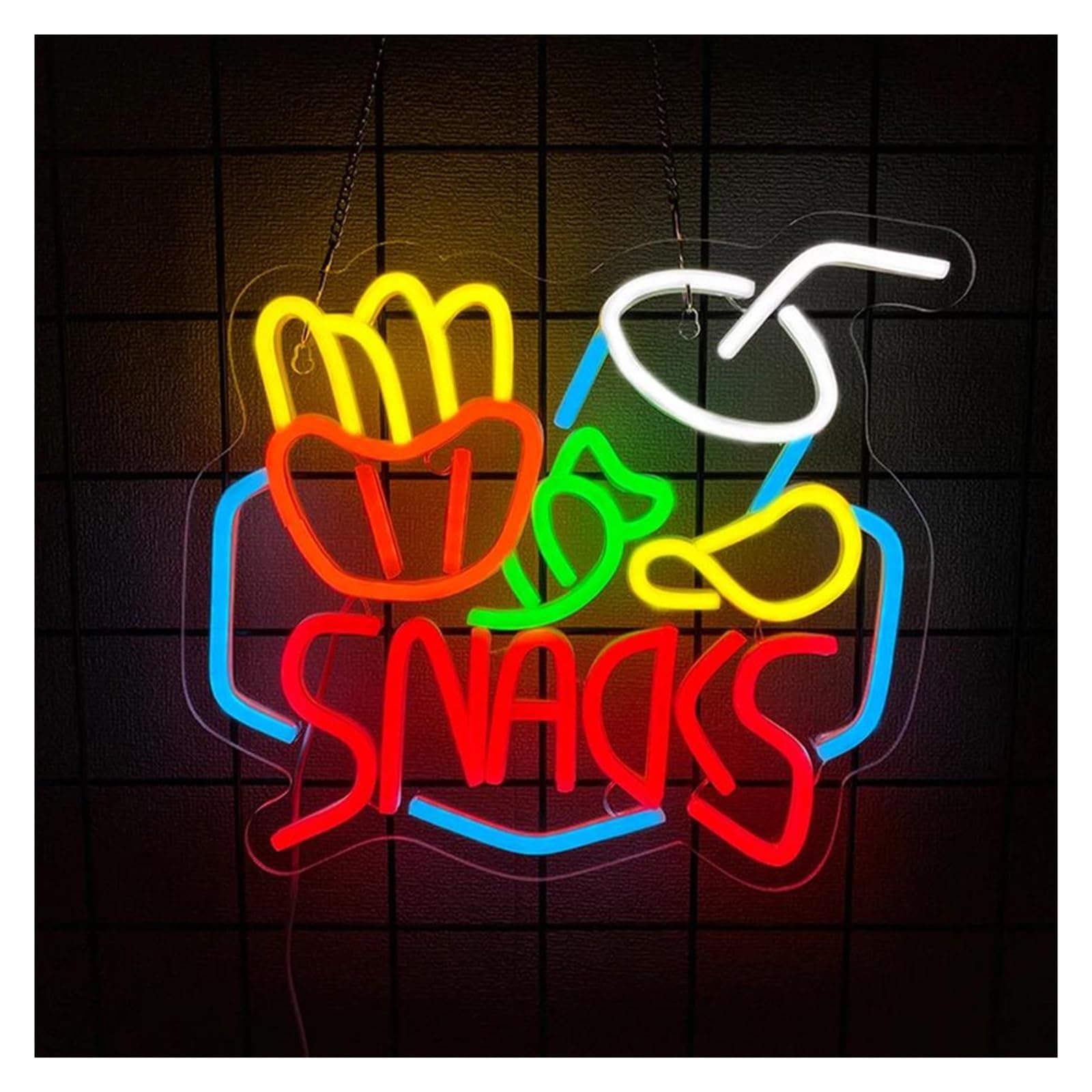 SHOUXI Sign Lamp Snacks Neon Sign for Light for Snack Shop Coffee Bar Candy Shop Movie Theater Wall Decor Signs Illuminated 32cmx29cm